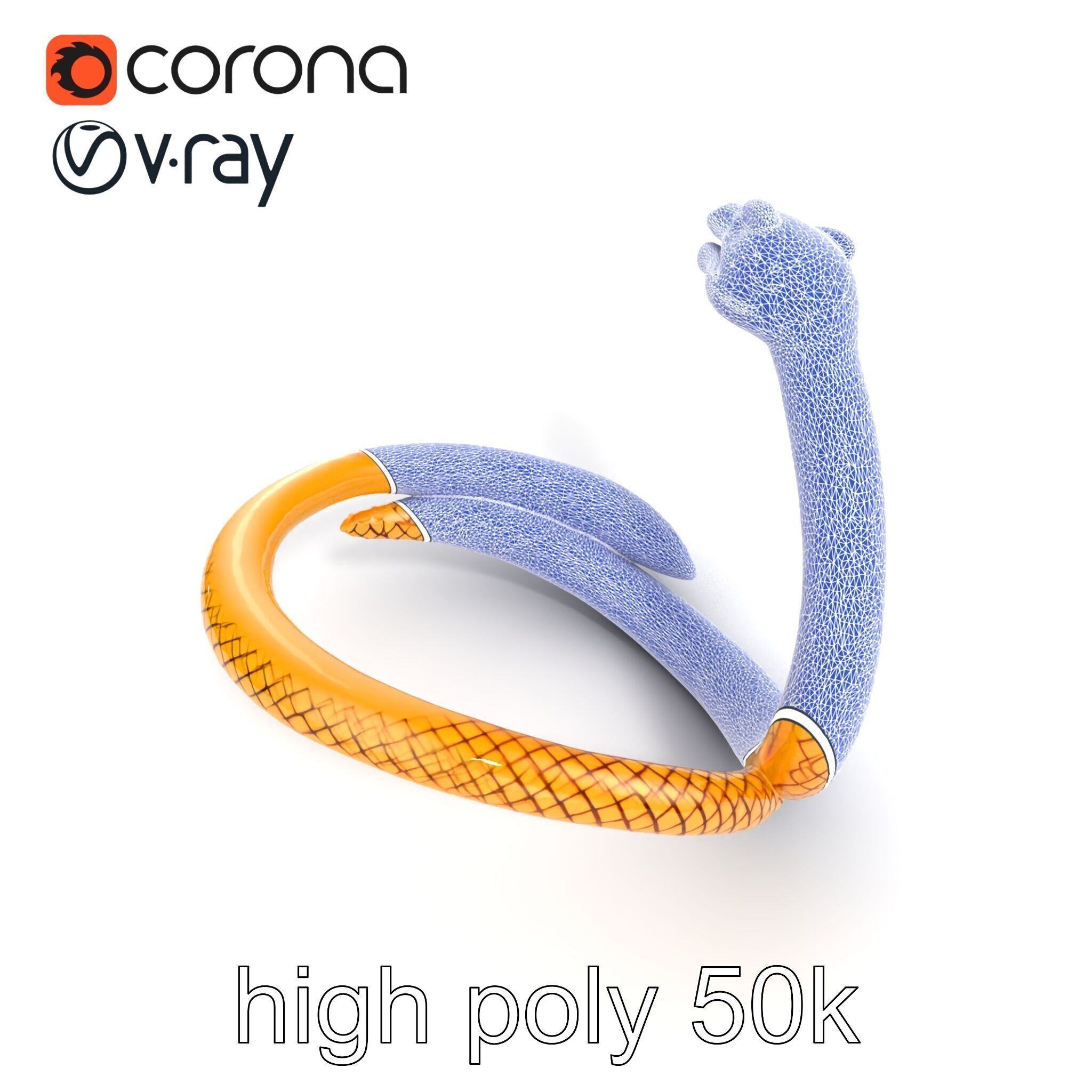 Luxurious Golden Serpent Bracelet model pack Low-poly 3D model_14