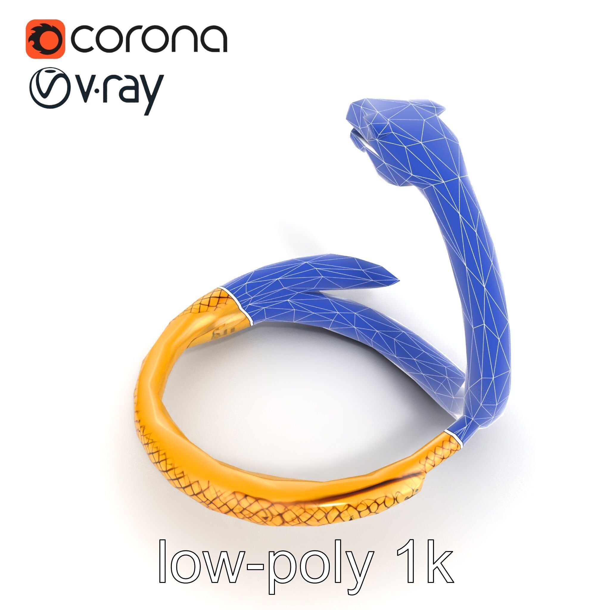 Luxurious Golden Serpent Bracelet model pack Low-poly 3D model_13