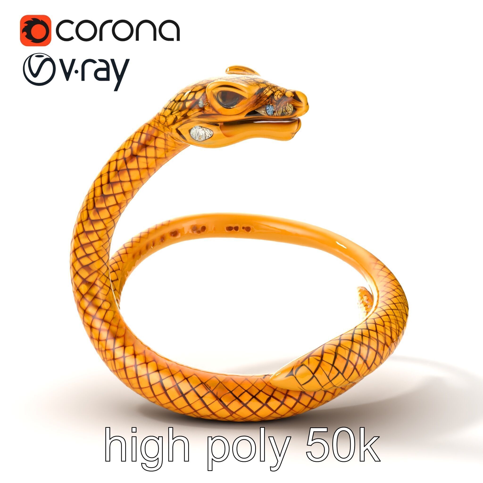 Luxurious Golden Serpent Bracelet model pack Low-poly 3D model_24