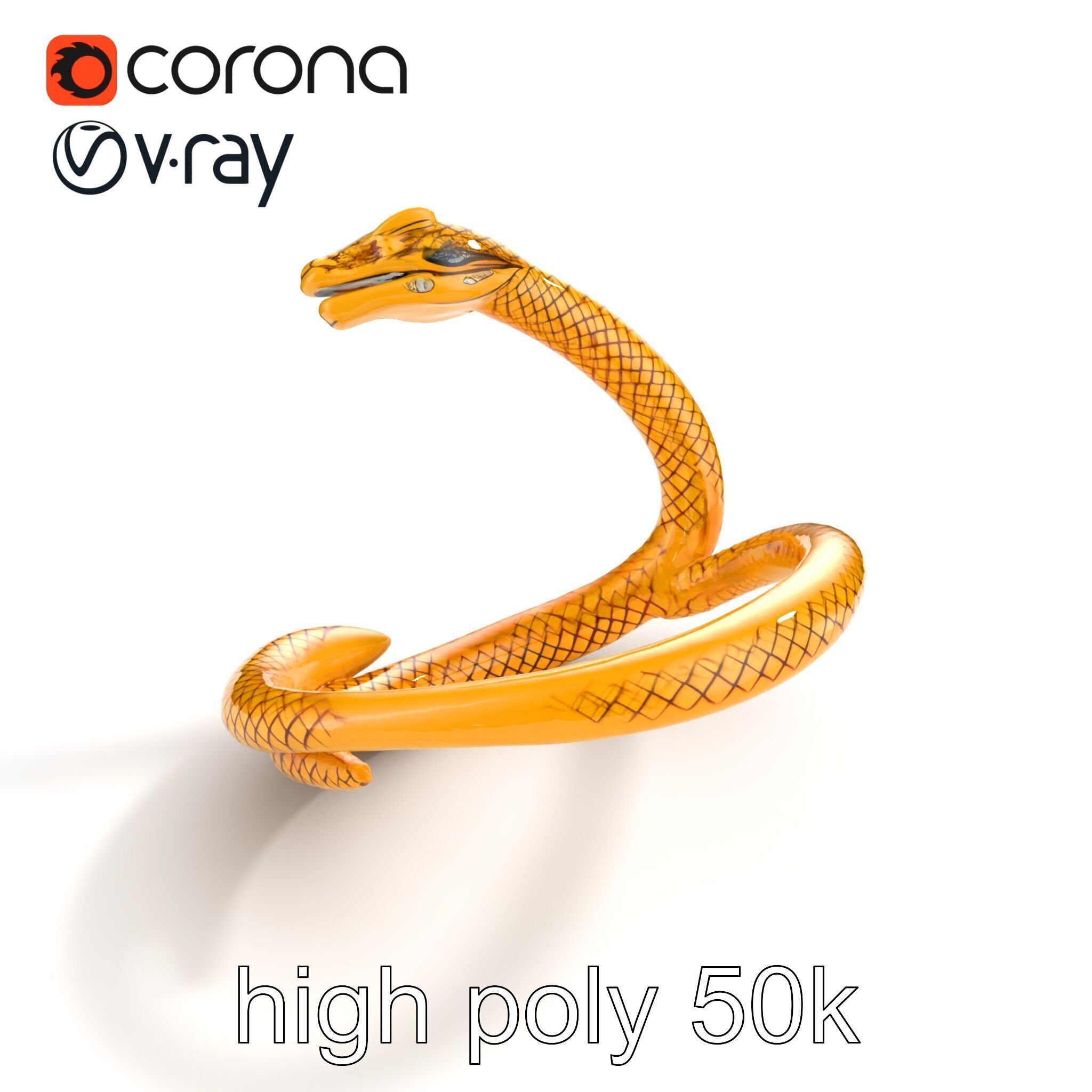 Luxurious Golden Serpent Bracelet model pack Low-poly 3D model_19