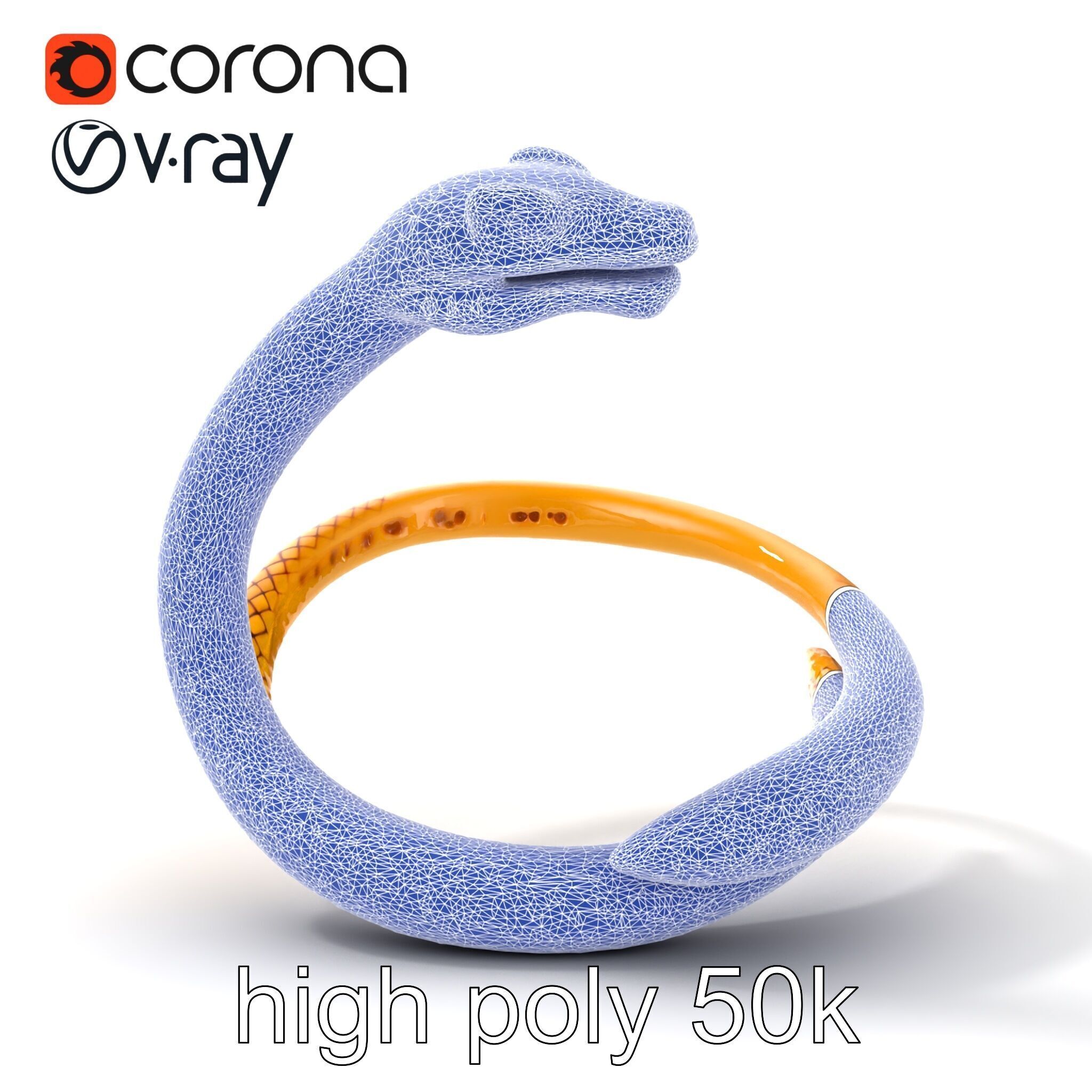 Luxurious Golden Serpent Bracelet model pack Low-poly 3D model_32