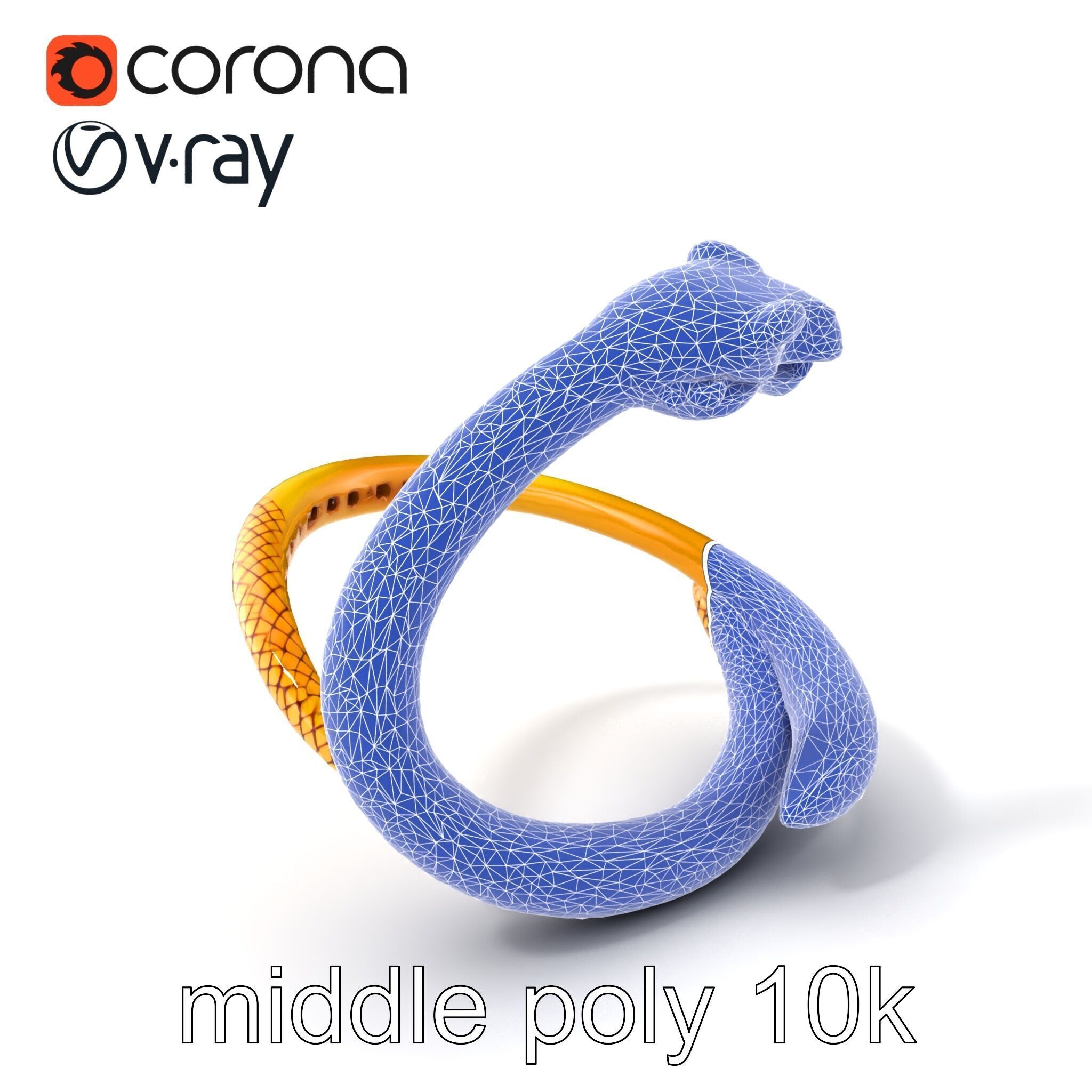 Luxurious Golden Serpent Bracelet model pack Low-poly 3D model_6
