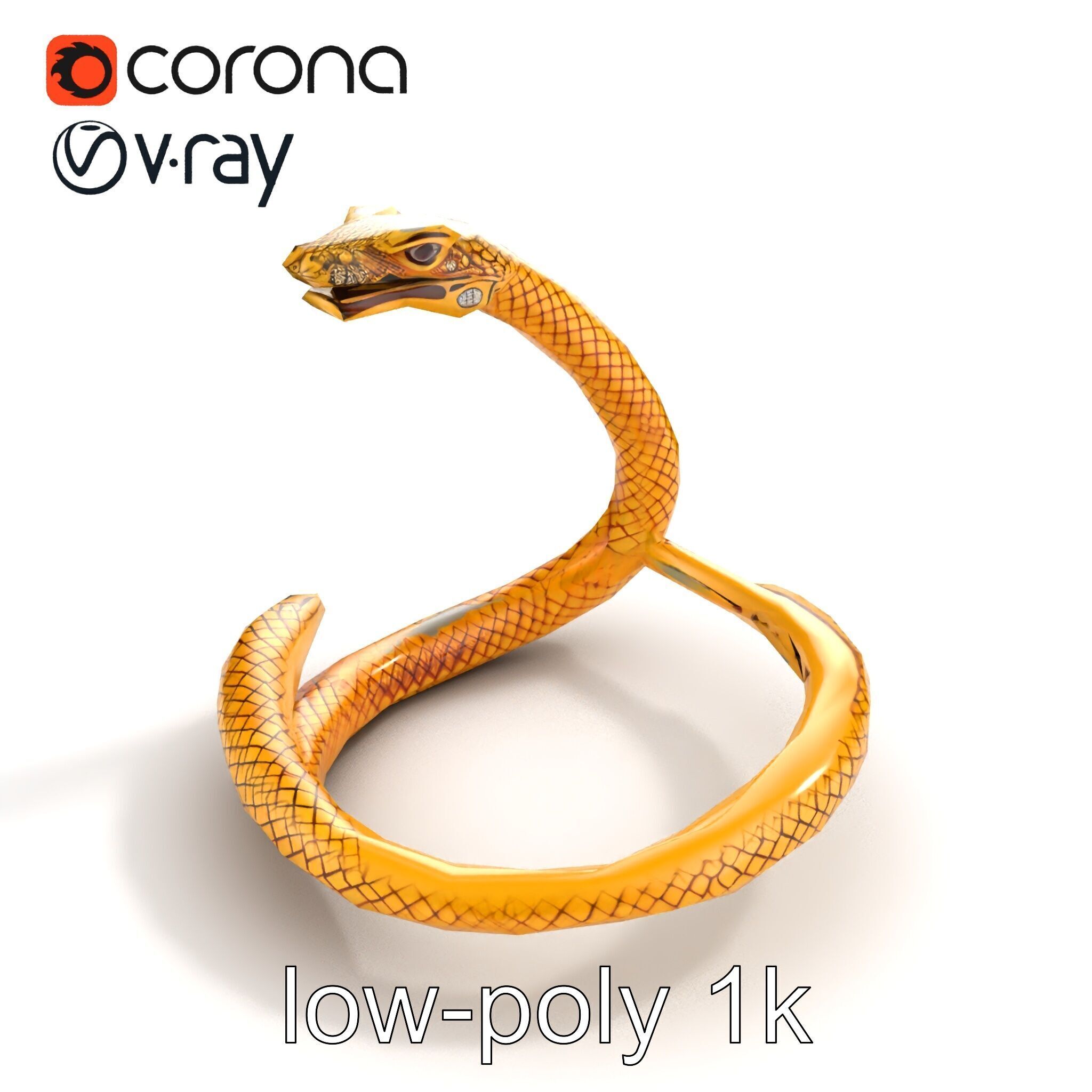 Luxurious Golden Serpent Bracelet model pack Low-poly 3D model_9