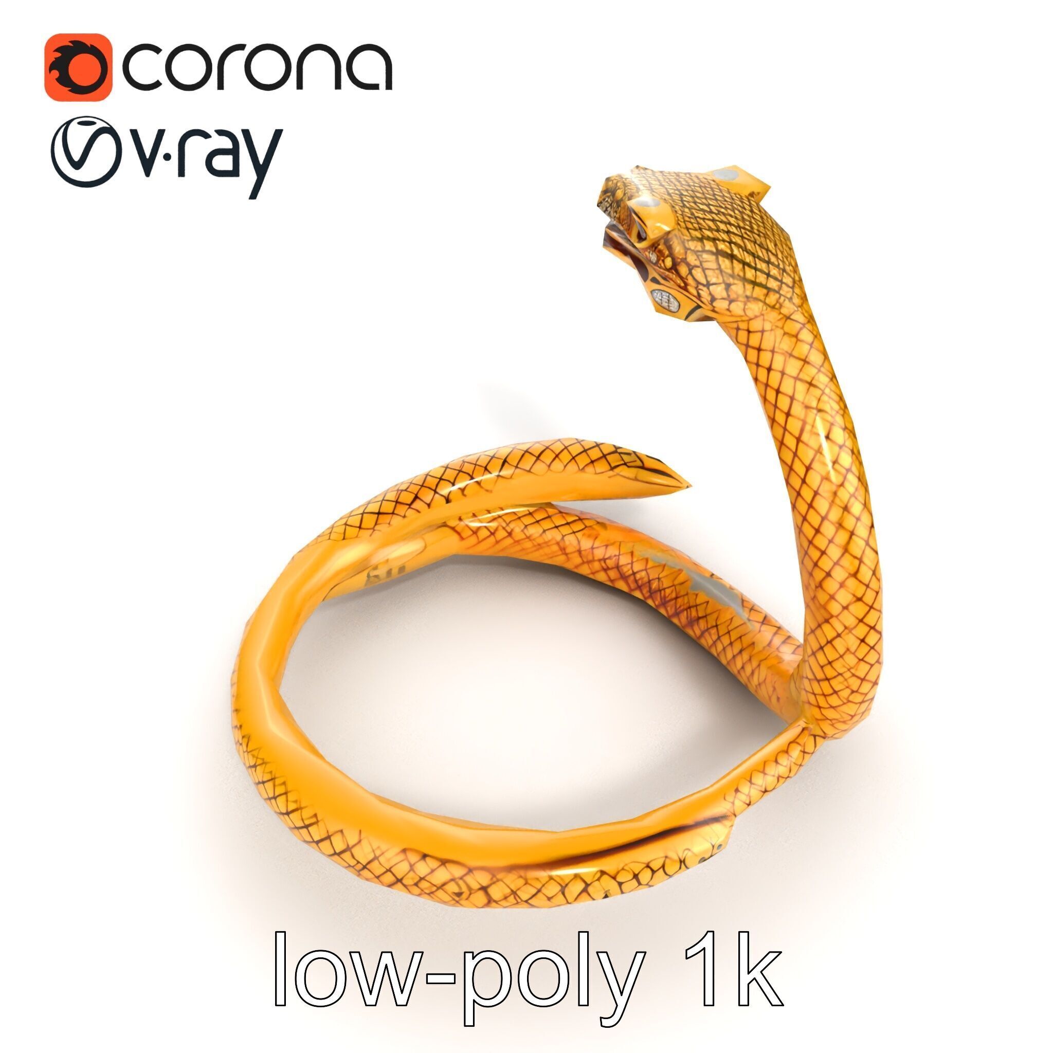 Luxurious Golden Serpent Bracelet model pack Low-poly 3D model_25