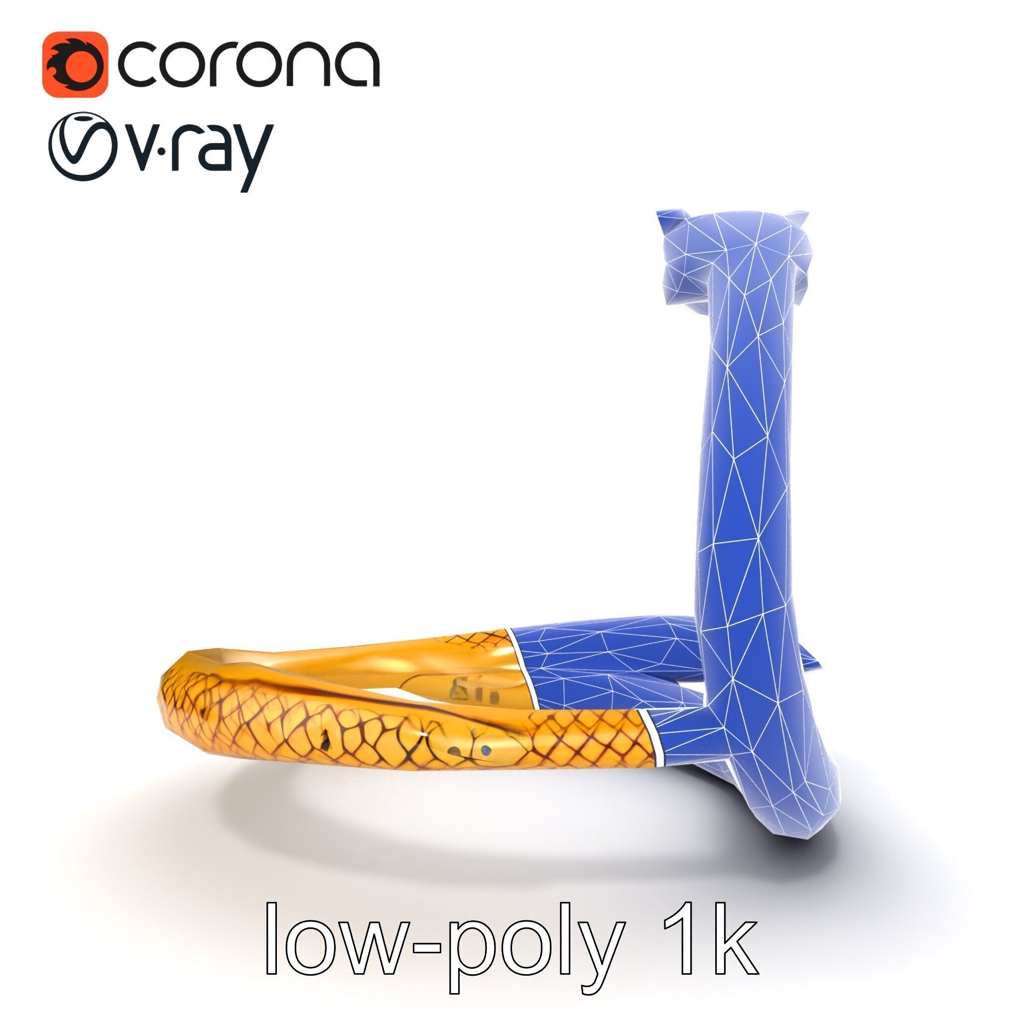 Luxurious Golden Serpent Bracelet model pack Low-poly 3D model_23