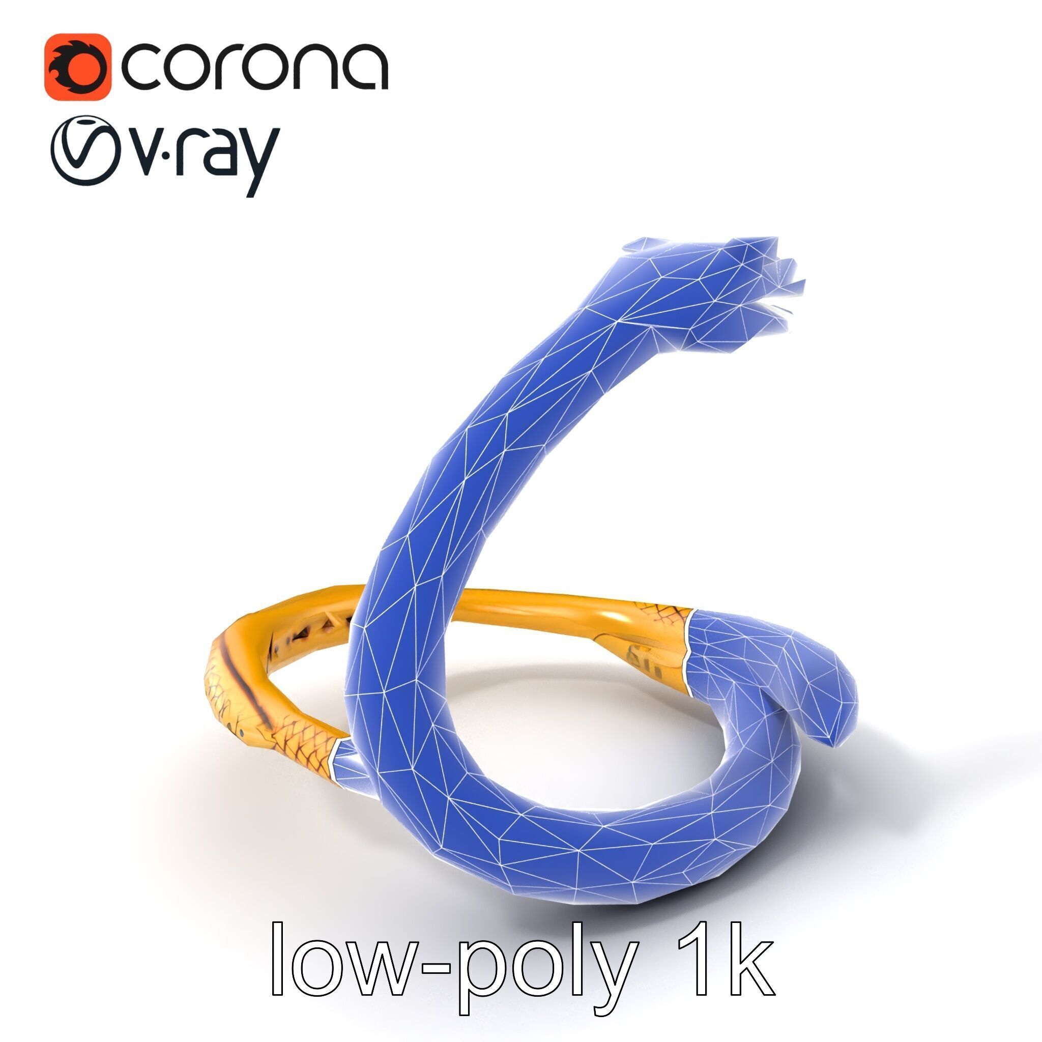 Luxurious Golden Serpent Bracelet model pack Low-poly 3D model_7