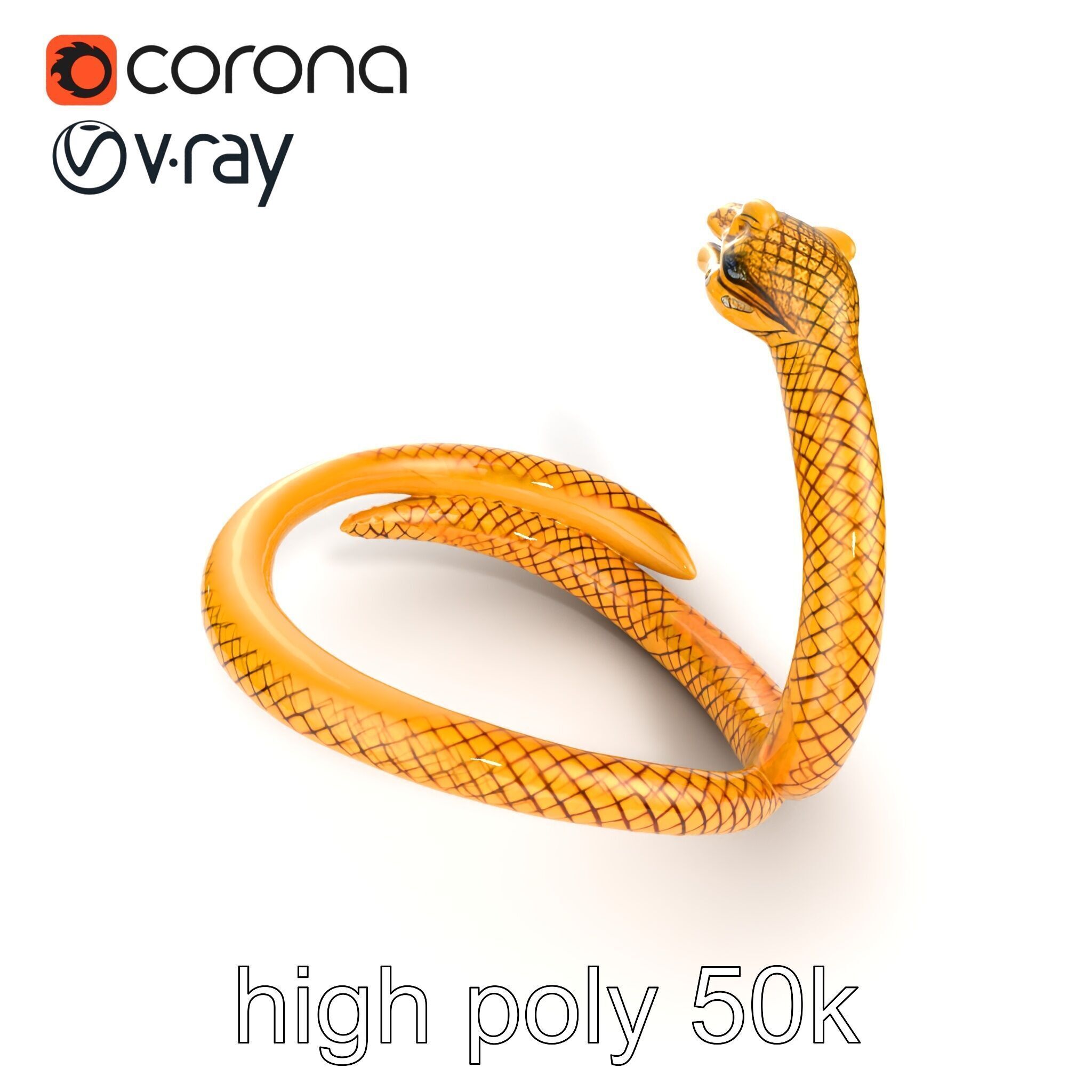 Luxurious Golden Serpent Bracelet model pack Low-poly 3D model_28