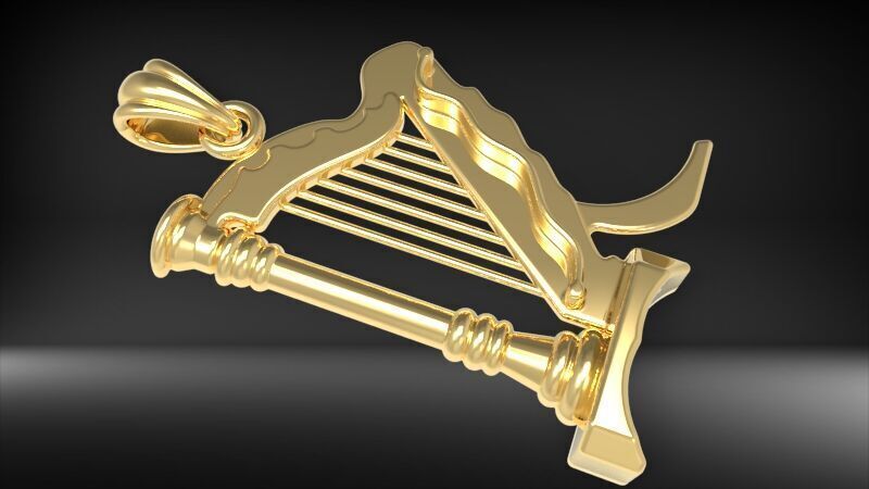 harp pendant 3D print model_2