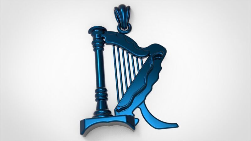 harp pendant 3D print model_9