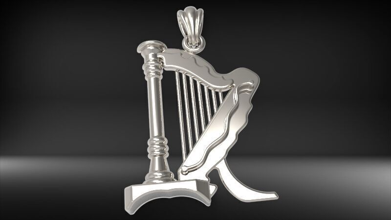 harp pendant 3D print model_3