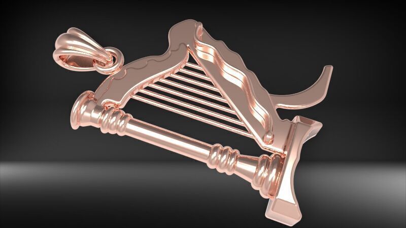 harp pendant 3D print model_5