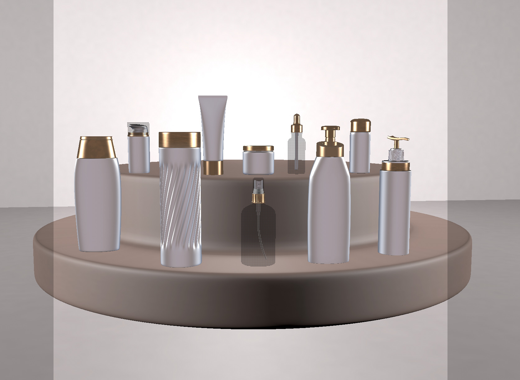 Moisturizer set of cosmetics bottle 3D model_2