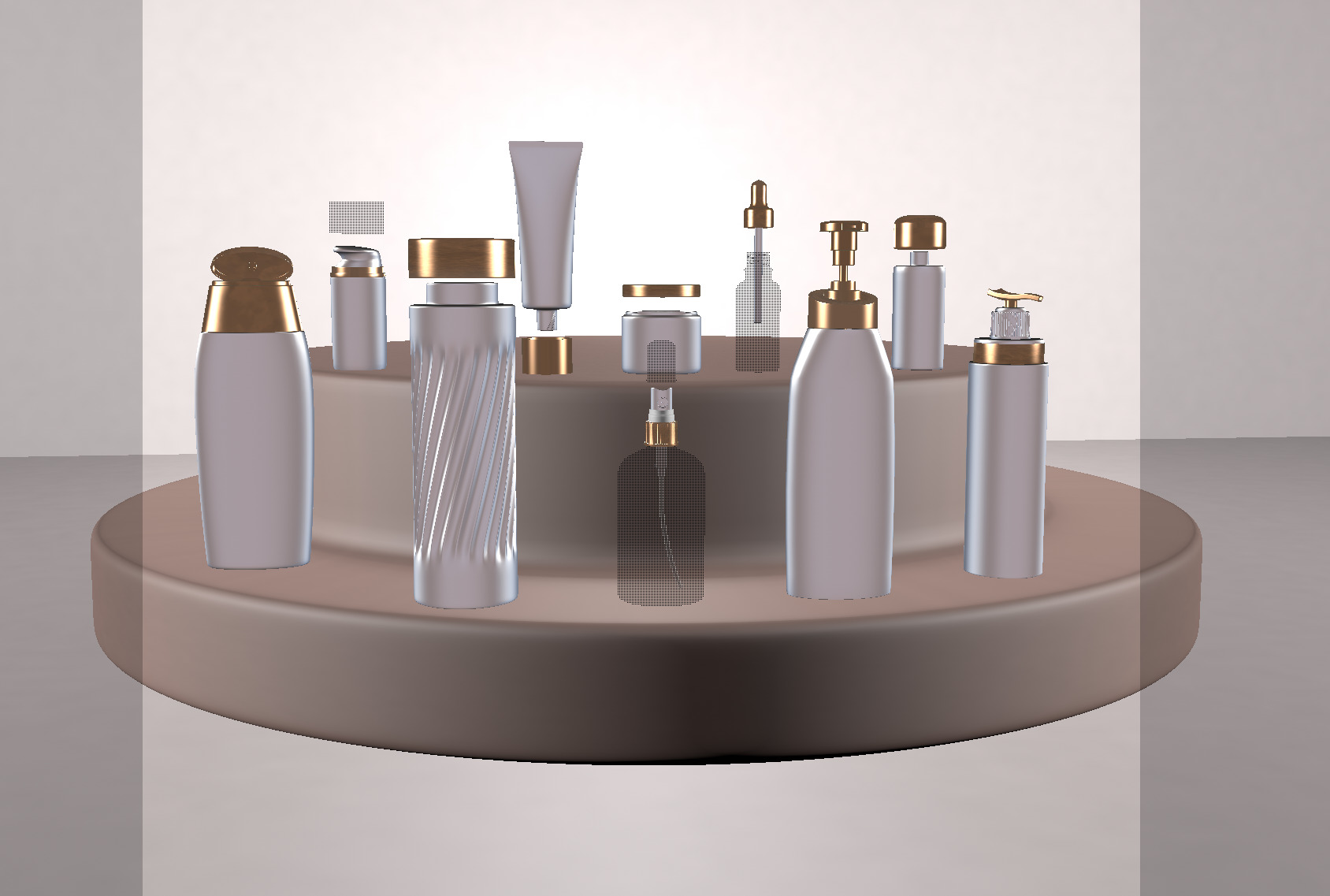 Moisturizer set of cosmetics bottle 3D model_3