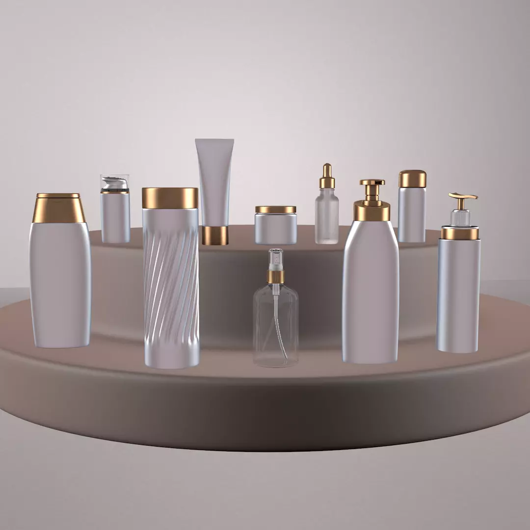 Moisturizer set of cosmetics bottle 3D model_0