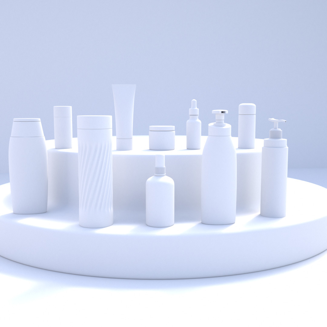 Moisturizer set of cosmetics bottle 3D model_1