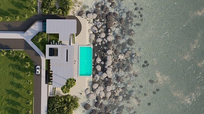 Casa Scene- Beach villa-Modern House 3D model 4