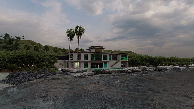 Casa Scene- Beach villa-Modern House 3D model 5