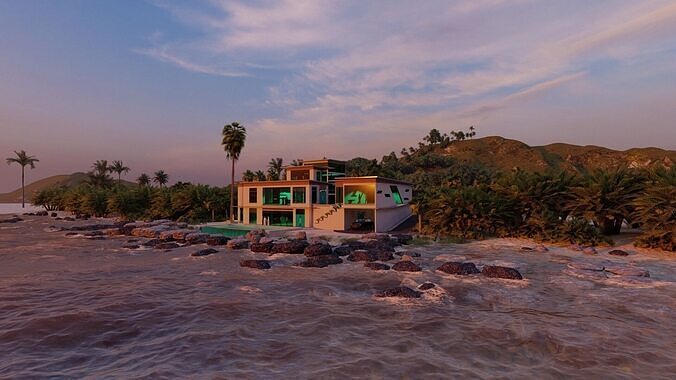 Casa Scene- Beach villa-Modern House 3D model 7