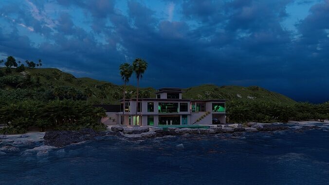 Casa Scene- Beach villa-Modern House 3D model 6