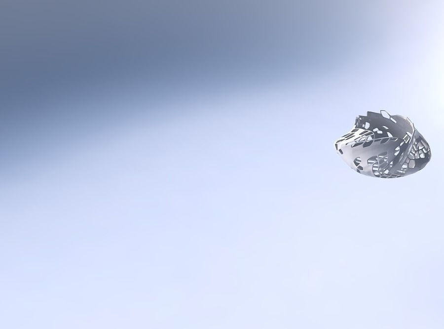 Bowl twisted elipse with twisted organic skin with holes 3D print model_3