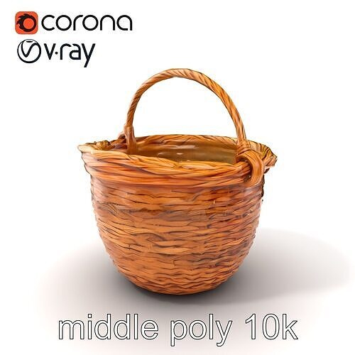 Country Style Woven Basket D Model Pack Low-poly 3D model