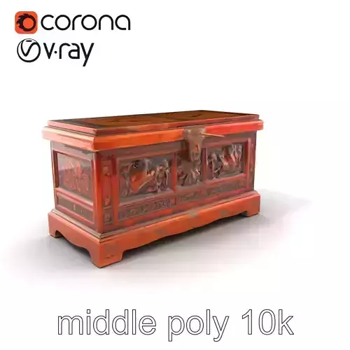 Ancestral Hardwood Chest Detailed Carvings Model Pack Low-poly 3D model