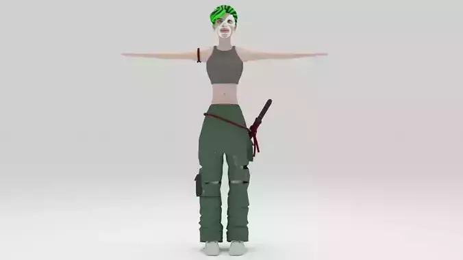 Character kirin sword Girls figther  rigged lowpolys 