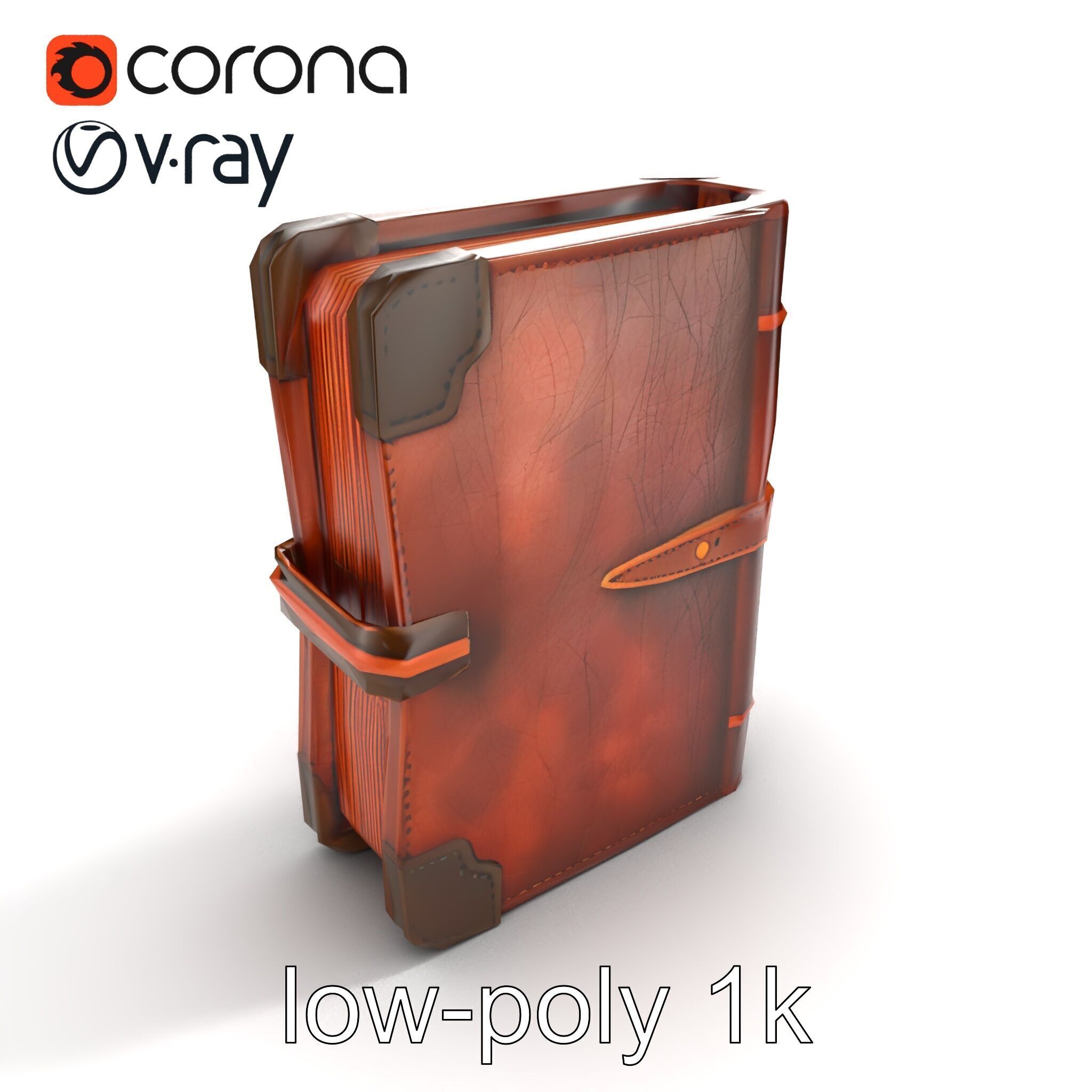LeatherBound Journal with Brass Clasps model pack Low-poly 3D model_9