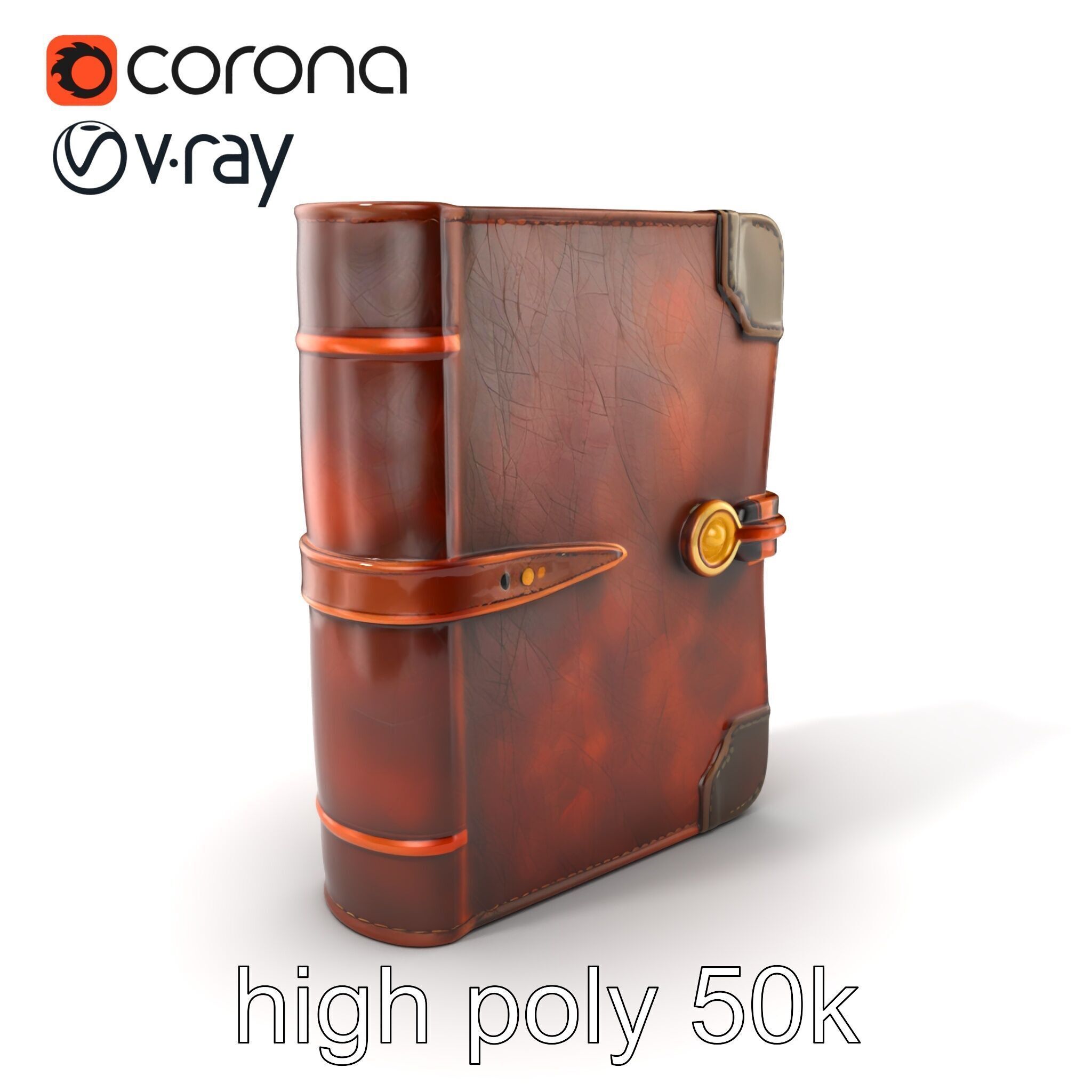 LeatherBound Journal with Brass Clasps model pack Low-poly 3D model_2