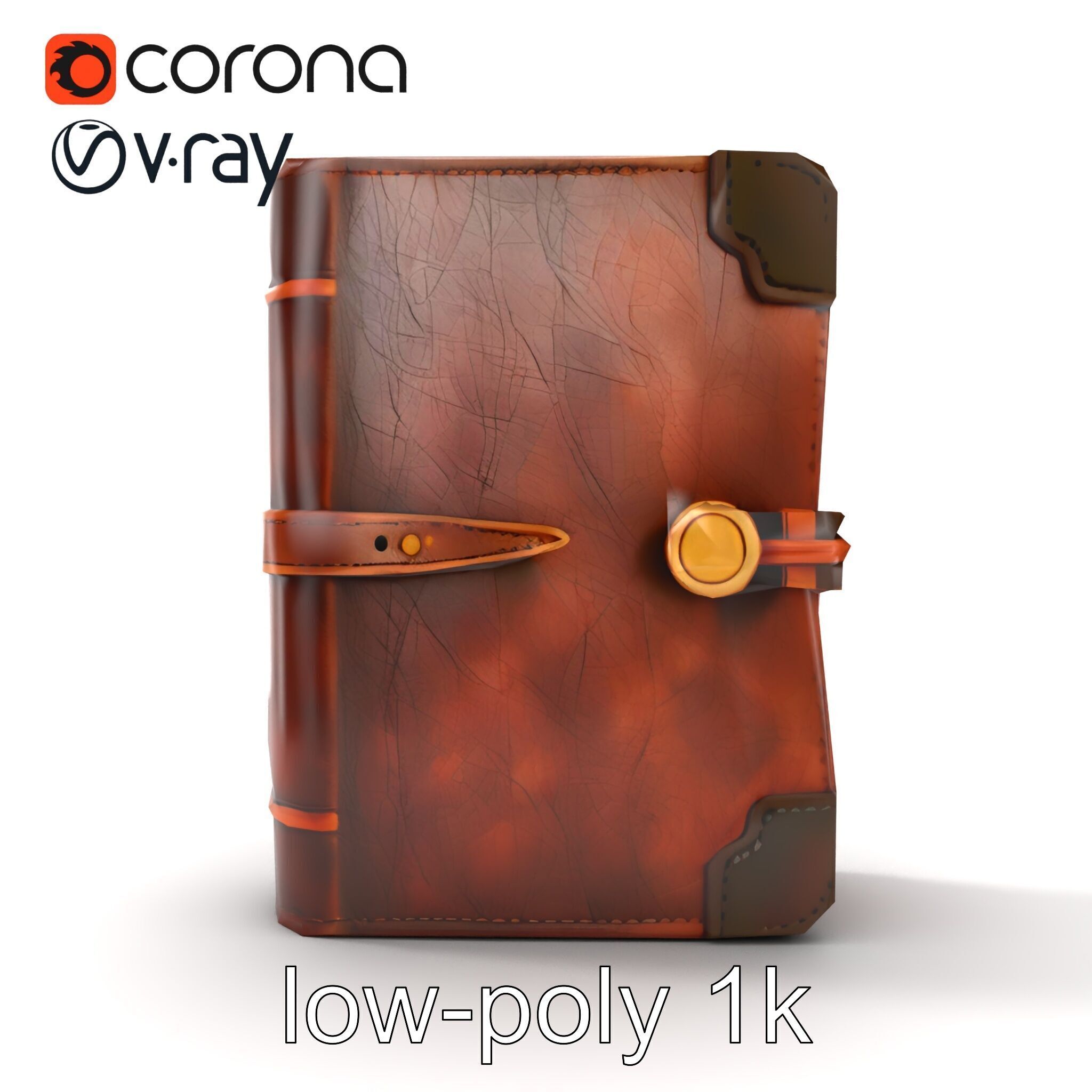 LeatherBound Journal with Brass Clasps model pack Low-poly 3D model_26