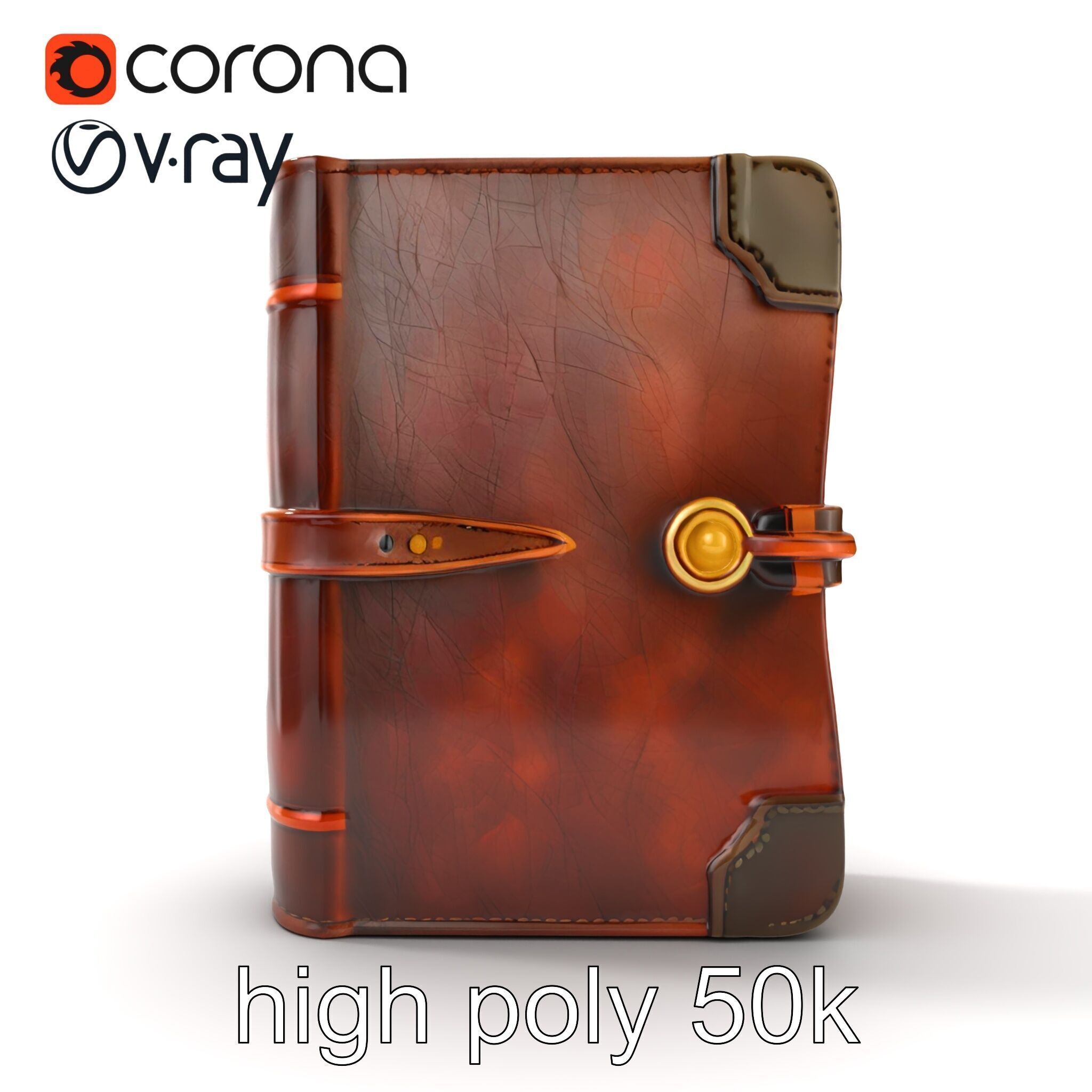LeatherBound Journal with Brass Clasps model pack Low-poly 3D model_14