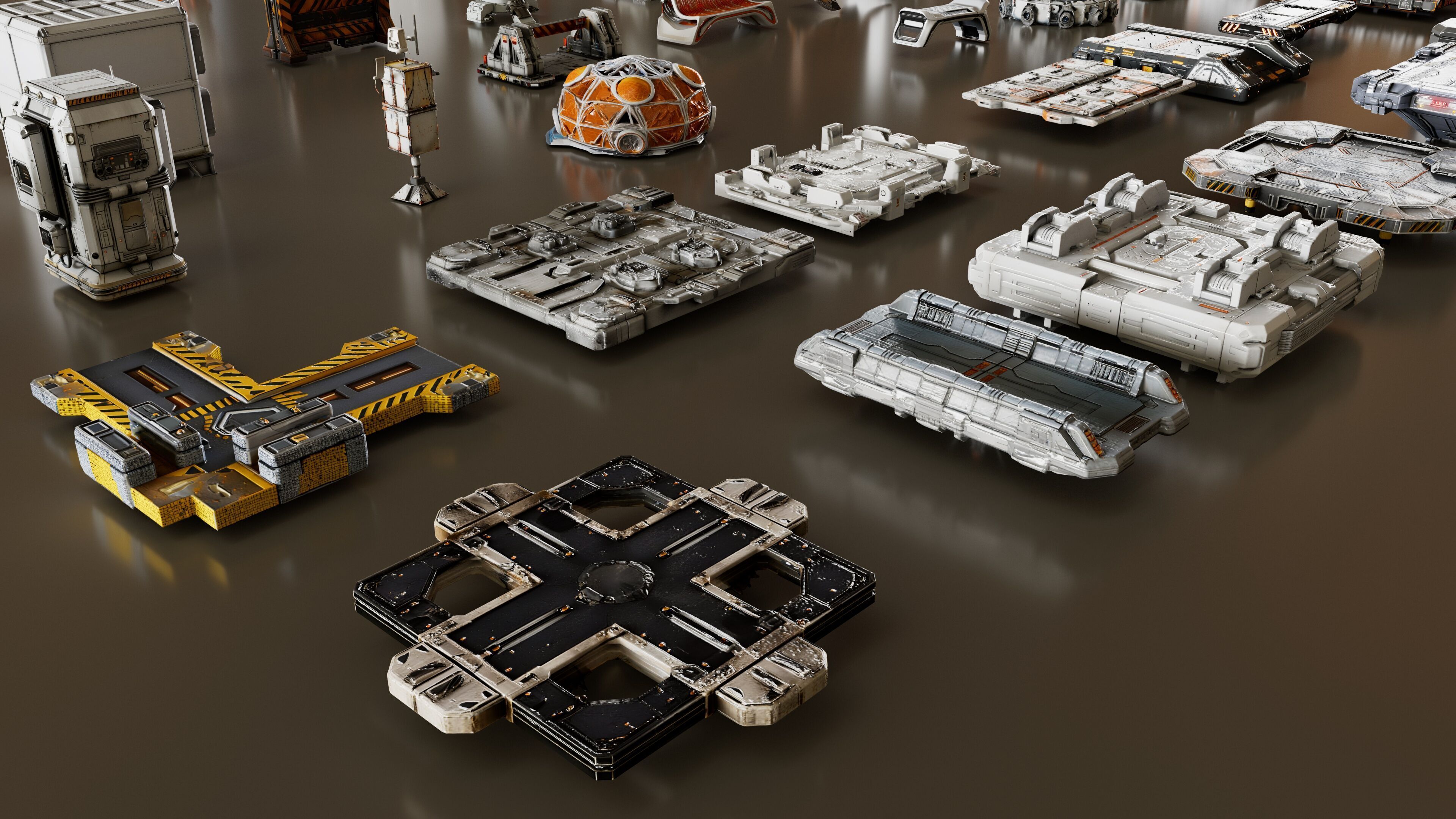 Space Colony City Props Kitbash KIT 3D model_2