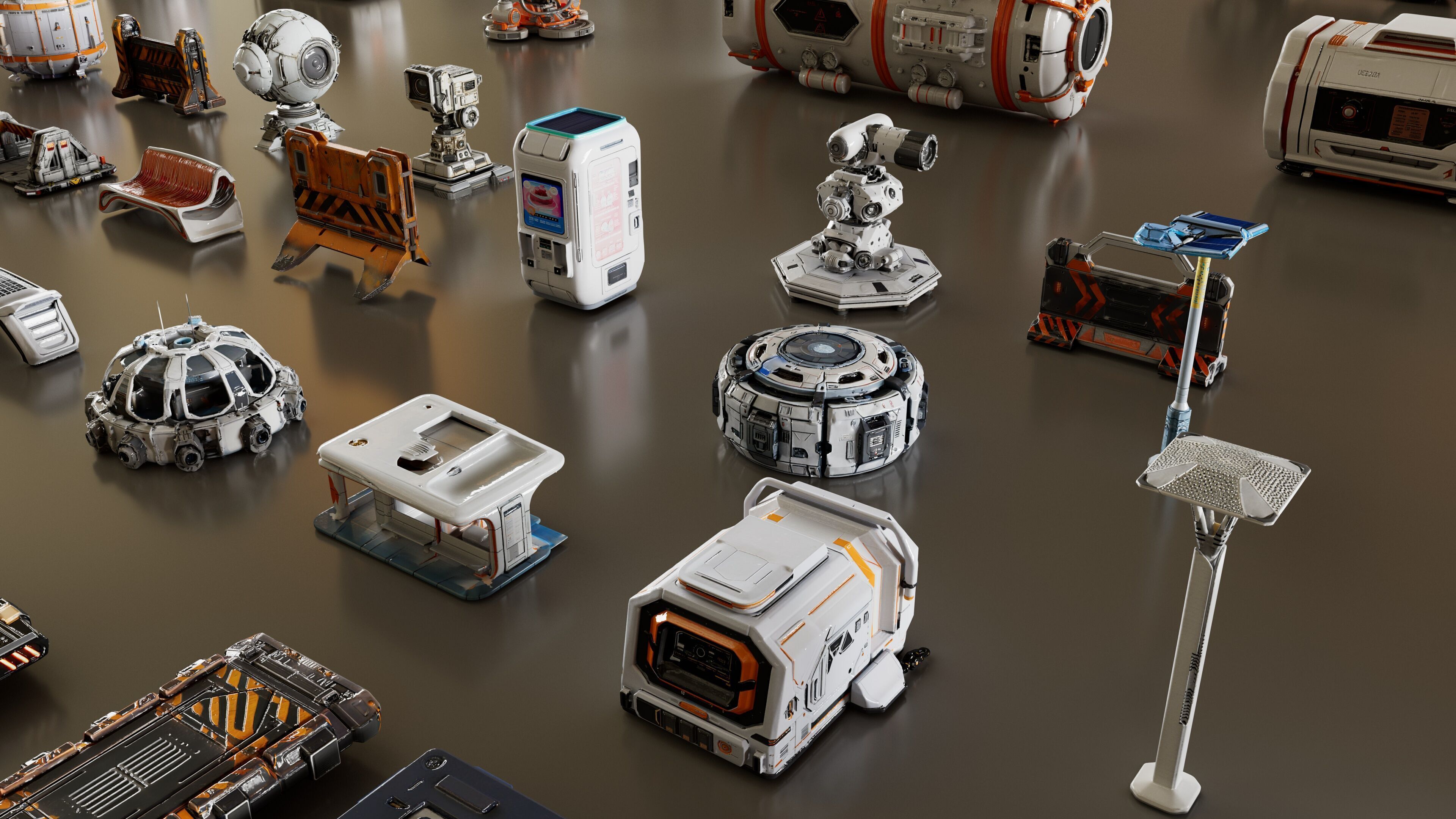 Space Colony City Props Kitbash KIT 3D model_5