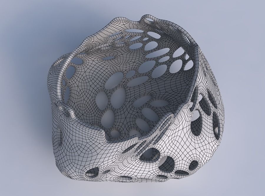 Bowl twisted elipse with twisted bubbles holes 3D print model_6