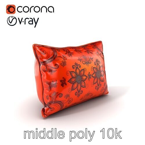 Leather Cushion Cover Ornate Floral Design model pack Low-poly 3D model
