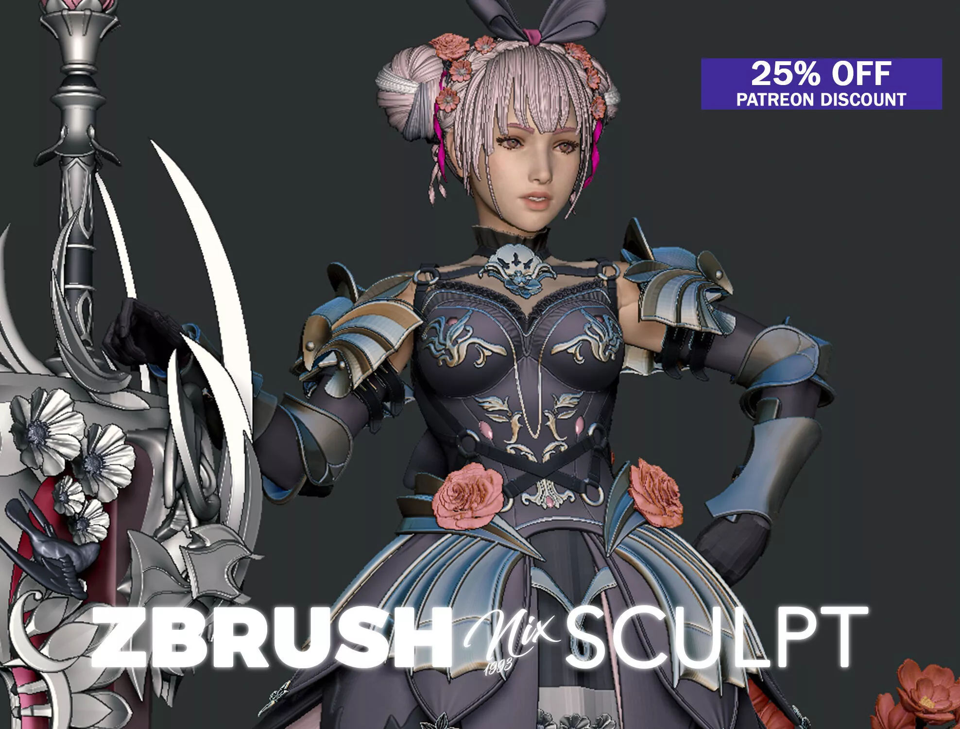 Pink y Grey Sword 3D print model
