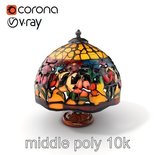 Antique Stained Glass Lampshade Artisanal Craft model pack Low-poly 3D model