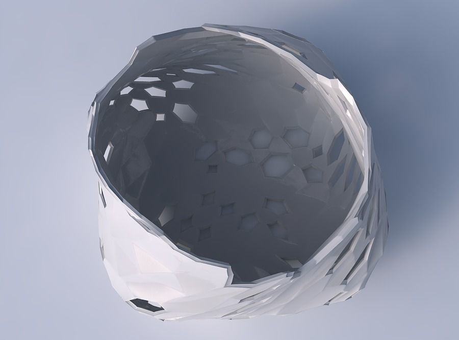 Bowl twisted elipse with crystal skin with holes 3D print model_2