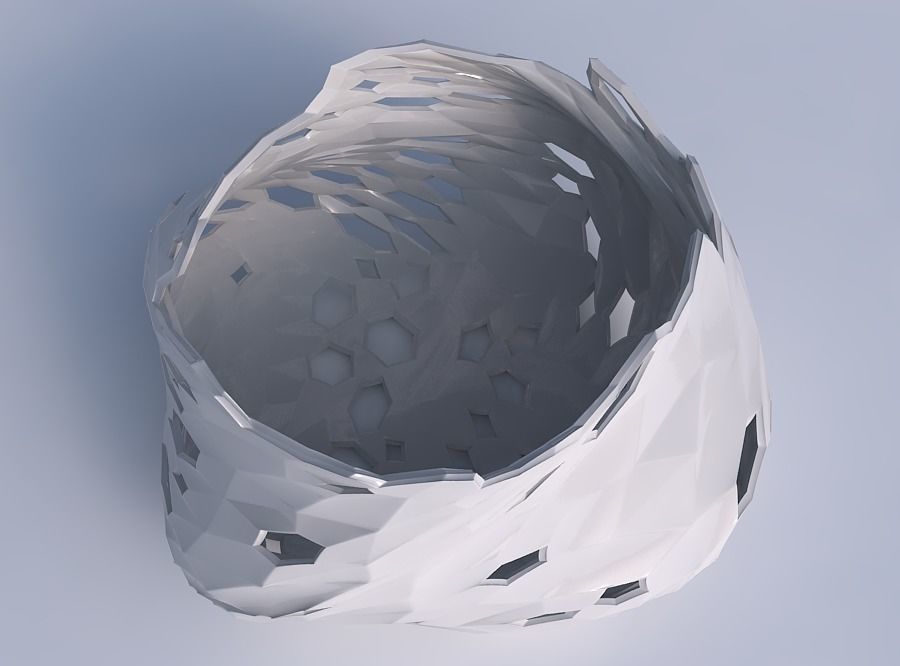 Bowl twisted elipse with crystal skin with holes 3D print model_1