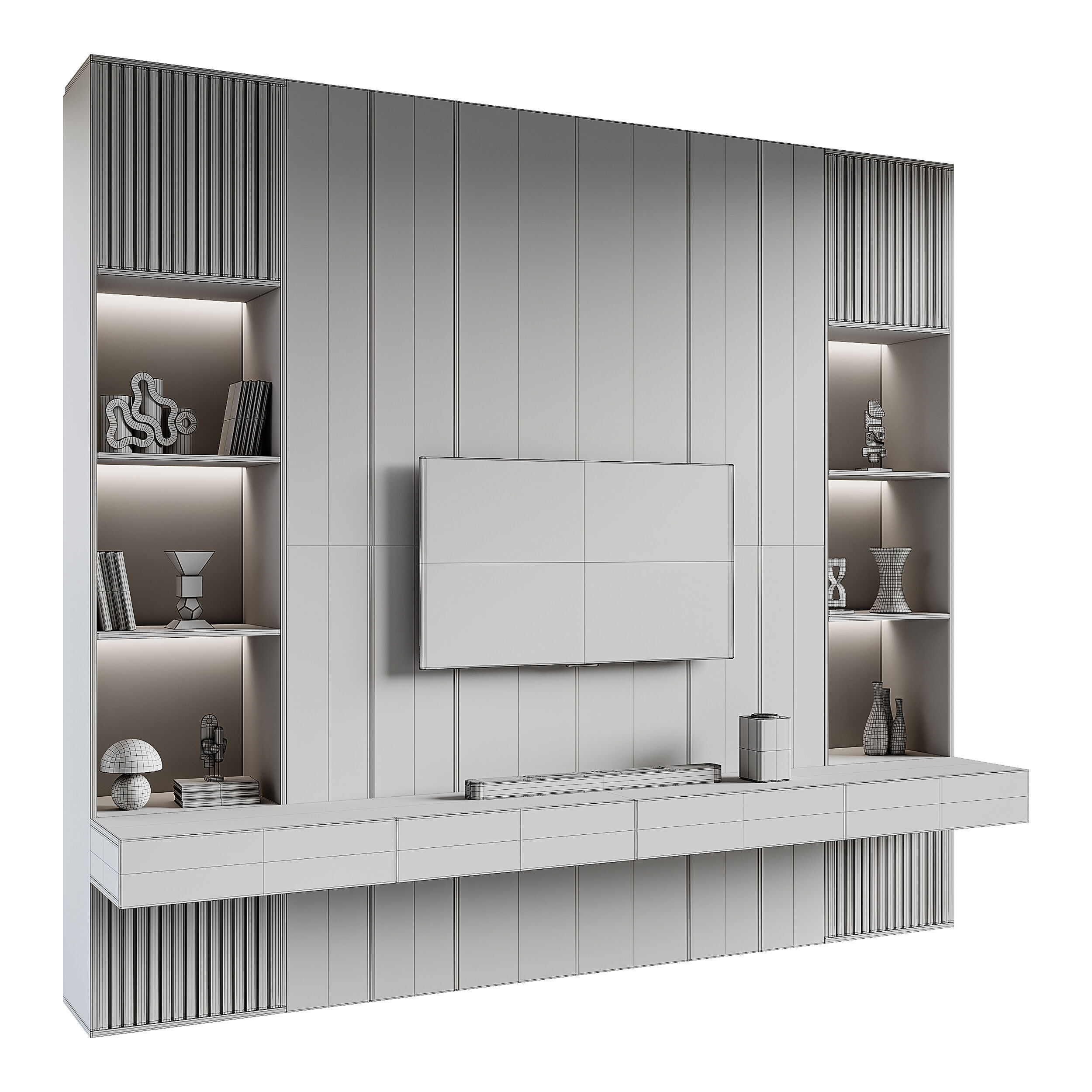 Modern TV Wall 016 3D model_13