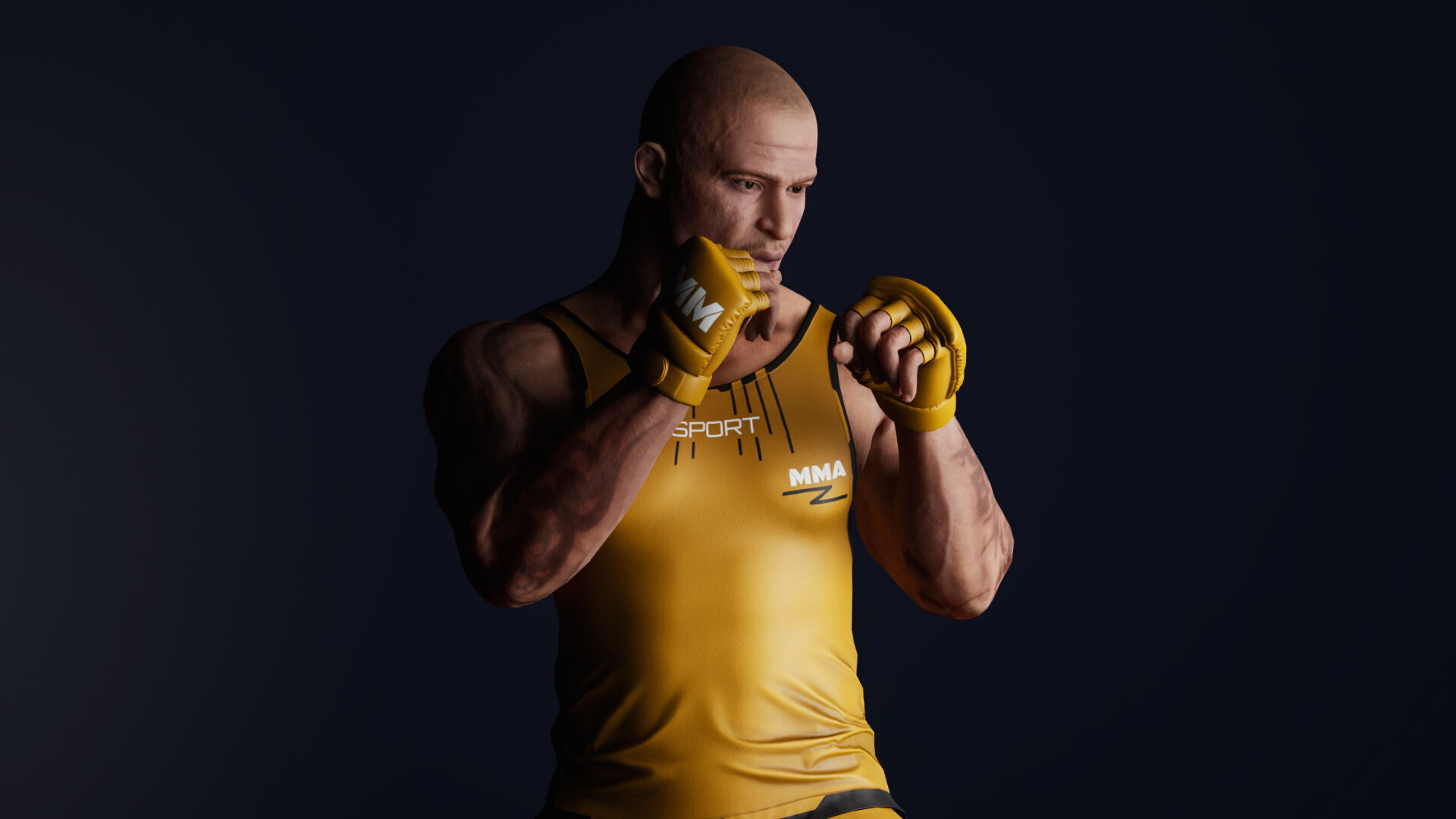 Fighter Man Low-poly 3D model_9