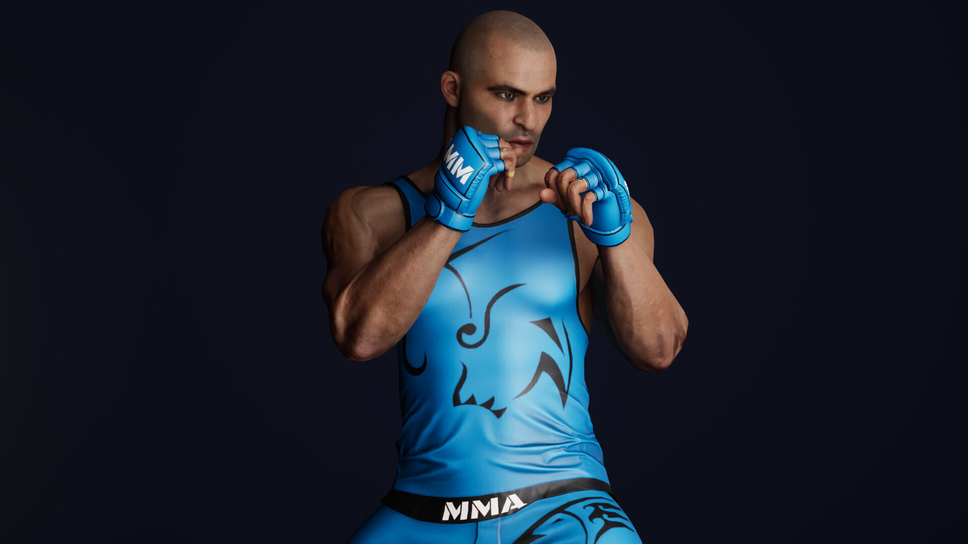 Fighter Man Low-poly 3D model_12