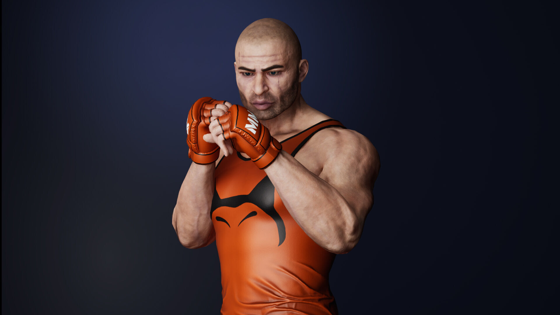 Fighter Man Low-poly 3D model_6