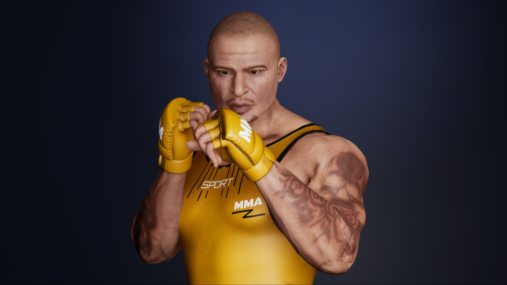 Fighter Man Low-poly 3D model_7