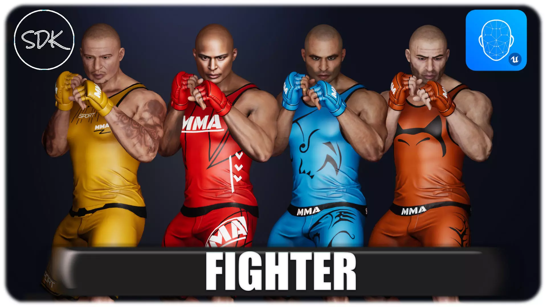 Fighter Man Low-poly 3D model_0