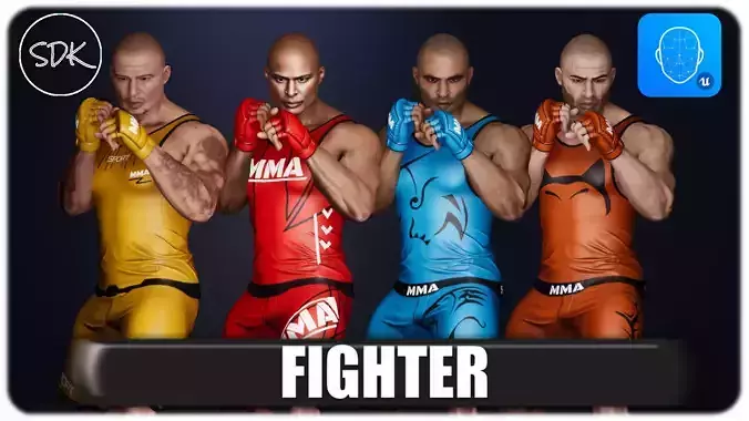 Fighter Man Low-poly 3D model