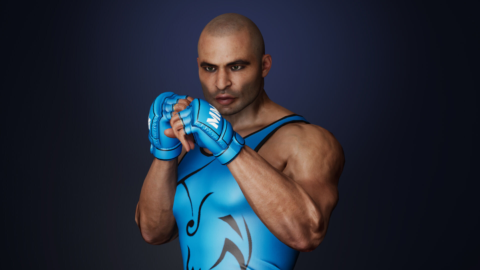 Fighter Man Low-poly 3D model_8