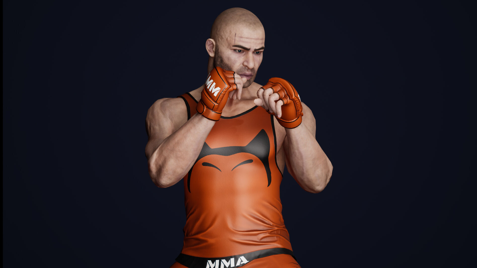 Fighter Man Low-poly 3D model_10