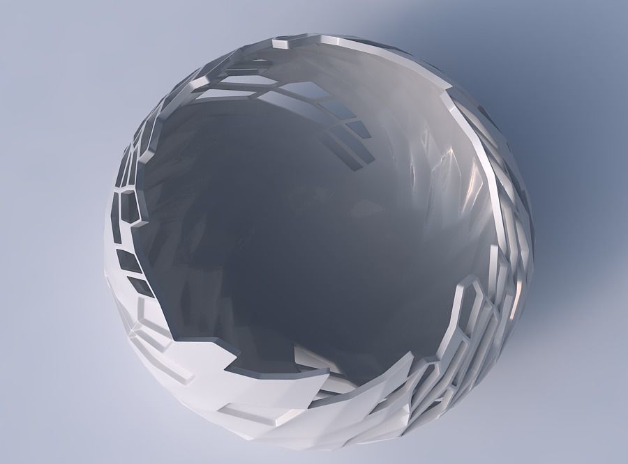 Bowl squeezed twisted with reptile skin with dents and holes 3D print model_2