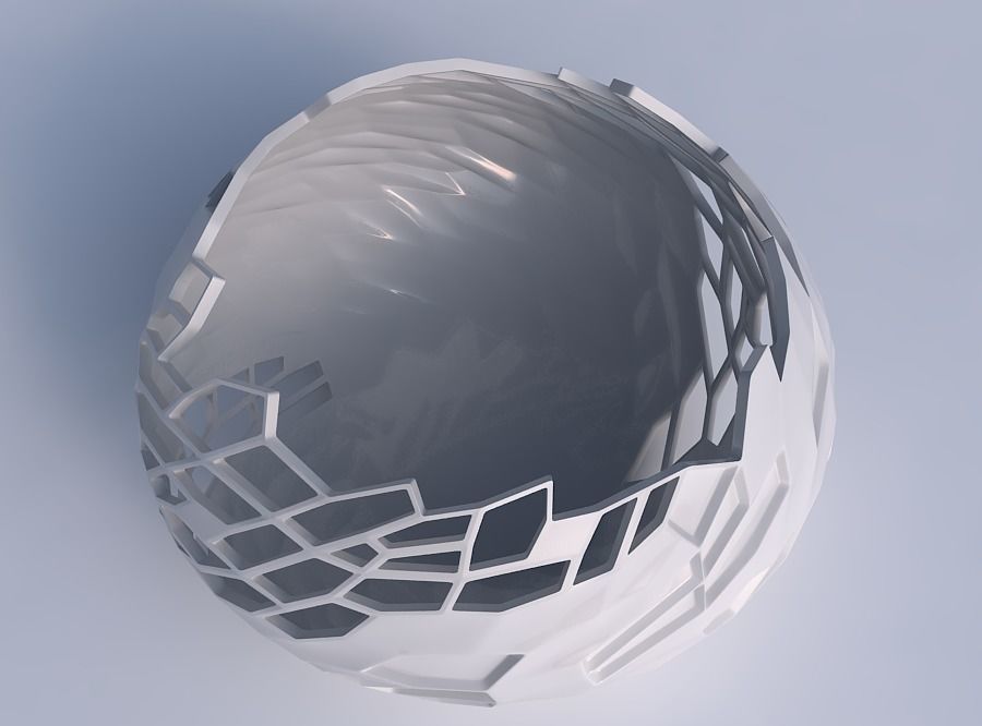 Bowl squeezed twisted with reptile skin with dents and holes 3D print model_1